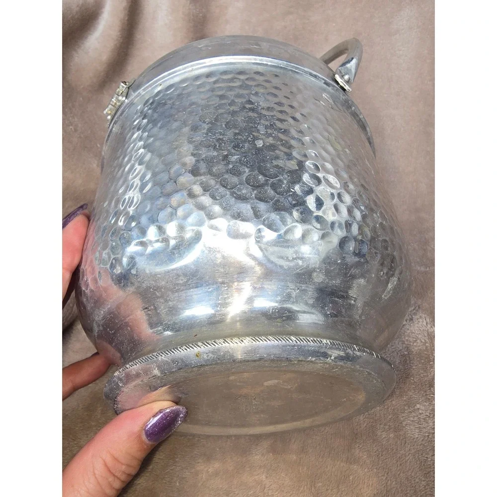 Vintage Italian Hammered Aluminum Ice Bucket SB-501 Made in Italy Mid Century